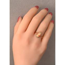 Bague Camée Rouge Et Plaqué or 18 Carats Tailles 50 à 66