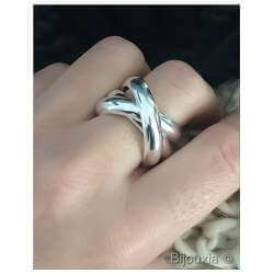 Bague TAILLE 56 - 3 Anneaux Entrelacés Épais Argent Massif 925/000