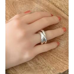 Bague TAILLE 56 - 3 Anneaux Entrelacés Épais Argent Massif 925/000