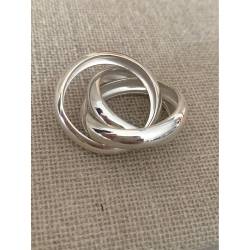 Bague TAILLE 56 - 3 Anneaux Entrelacés Épais Argent Massif 925/000