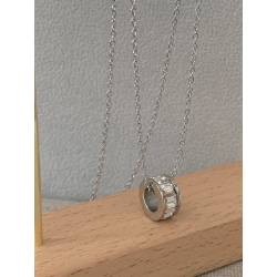 Pendentif Perle Serti Cristal Blanc Oxyde de Zirconium En Acier inoxydable