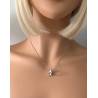 Collier Pendentif Perle Serti Cristal Blanc Oxyde de Zirconium Acier inoxydable