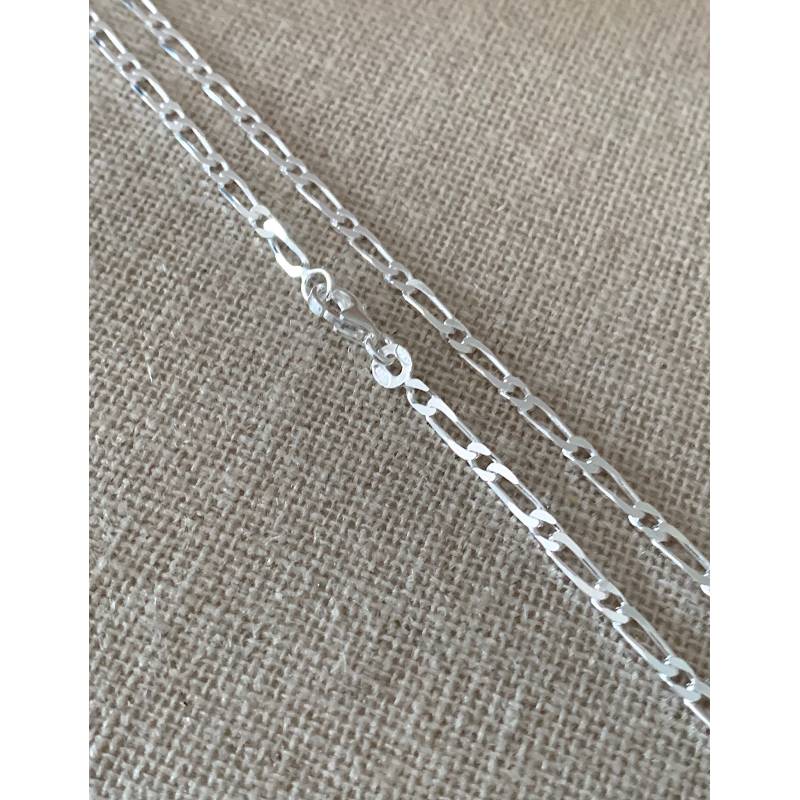 Chaîne 45cm X 2.50mm Maille Figaro diamantée 1-3 En Argent 925/000