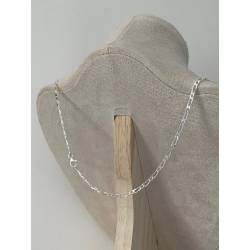 Chaîne 60cm X 2.50mm Maille Figaro diamantée 1-3 En Argent 925/000