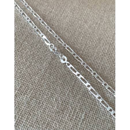 Chaîne 60cm X 2.50mm Maille Figaro diamantée 1-3 En Argent 925/000