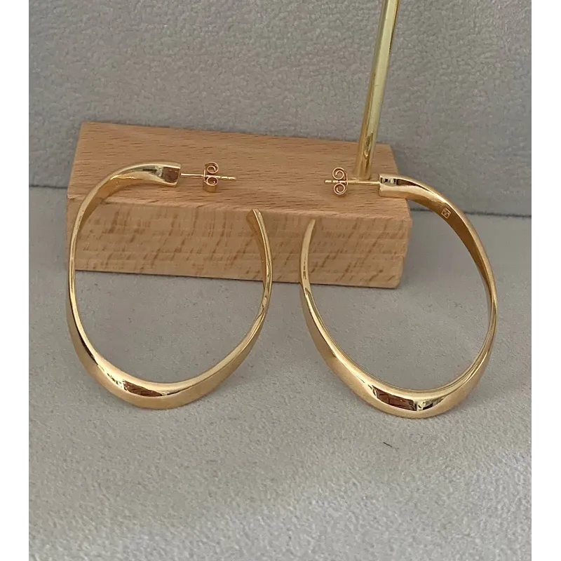 Boucles D'oreilles Femme Demi-créoles Plaqué Or 750 - Neuf Avec étiquettes, Bijouterie Papillon Bleu