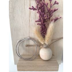 Boucles D'oreilles Créoles 5CM Contour Strié En Argent Massif 925/000 Rhodié