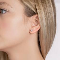Boucles D'oreilles 4mm Cristal Zirconium Argent Massif Bijou Homme/Femme