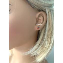 Boucles D'oreilles Coccinelles Émail Rouge En Plaqué Or 750/000 Bijou Enfant