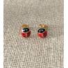Boucles D'oreilles Coccinelles Émail Rouge En Plaqué Or 750/000 Bijou Enfant
