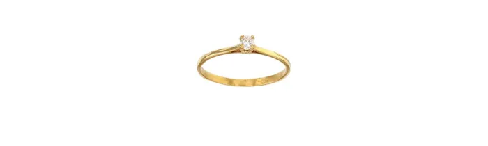 Bague Solitaire en Or jaune 18 Carats 750/1000 avec diamant 0,085ct HSI