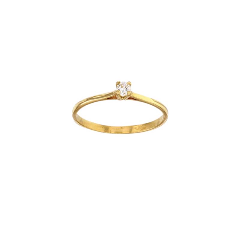 Bague Solitaire en Or jaune 18 Carats 750/1000 avec diamant 0,085ct HSI
