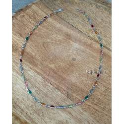 Collier cristal de Swarovski multicolore en argent 925/000 rhodié