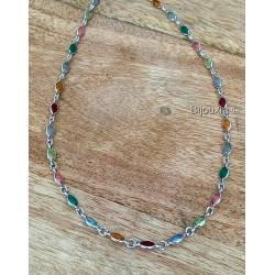 Collier cristal de Swarovski multicolore en argent 925/000 rhodié