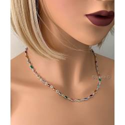 Collier cristal de Swarovski multicolore en argent 925/000 rhodié