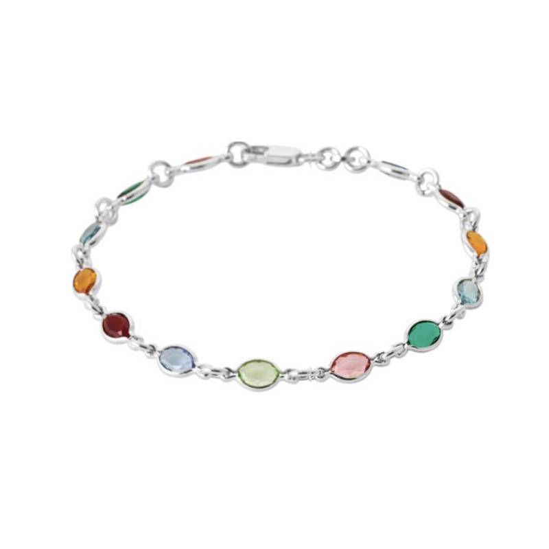 Bracelet cristal de Swarovski multicolore en argent 925/000 rhodié
