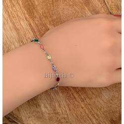 Bracelet cristal de Swarovski multicolore en argent 925/000 rhodié