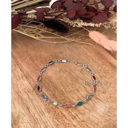 Bracelet cristal de Swarovski multicolore en argent 925/000 rhodié