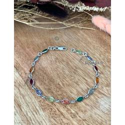 Bracelet cristal de Swarovski multicolore en argent 925/000 rhodié