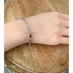 Bracelet cristal de Swarovski multicolore en argent 925/000 rhodié
