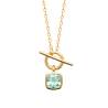 Collier Empierré Pendentif Cristal Bleu Aigue Marine Plaqué or 18 Carats 750/000