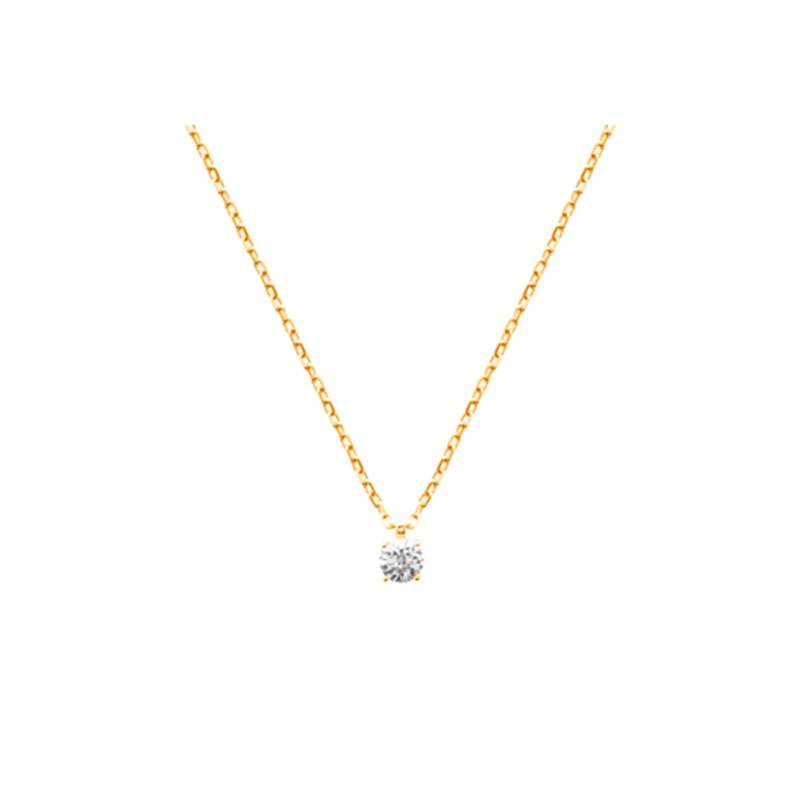 Collier Cristal 4MM Solitaire Zirconium En Plaqué Or 18 Carats