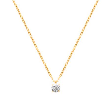 Collier Cristal 4MM Solitaire Zirconium En Plaqué Or 18 Carats