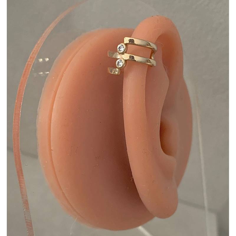 Boucles D'oreilles Unitaire Faux Piercing Cartilage Plaqué Or 18K Cristal Oz