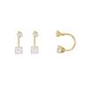 Boucles d'oreilles Lobes demi-cercles en Or jaune 9 Carats 375/1000 et 2 oxydes de zirconium