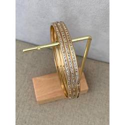 Bracelet Jonc Empierré Oxyde de Zirconium En Plaqué or 750/1000 Poinçonné