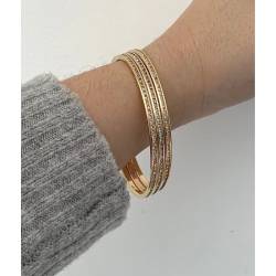 Bracelet Jonc Empierré Oxyde de Zirconium En Plaqué or 750/1000 Poinçonné