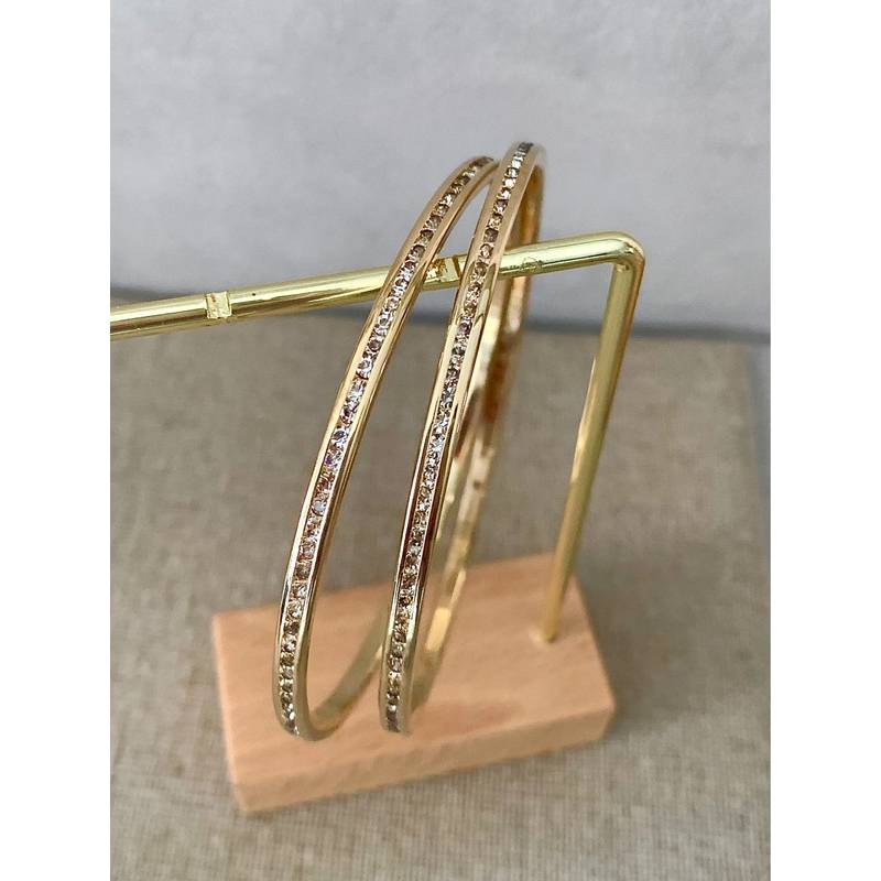 Bracelet Jonc Empierré Oxyde de Zirconium En Plaqué or 750/1000 Poinçonné