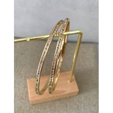 Bracelet Jonc Empierré Oxyde de Zirconium En Plaqué or 750/1000 Poinçonné