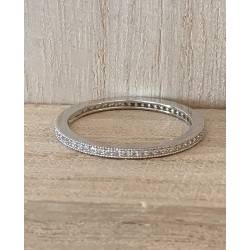 Alliance Sertie de Cubics Zirconium Argent Massif Rhodié T48 à 60 Au choix