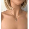 Collier Empierré Pendentif Cristal Bleu Aigue Marine Plaqué or 18 Carats 750/000