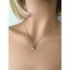 Collier Empierré Pendentif Cristal Bleu Aigue Marine Plaqué or 18 Carats 750/000