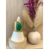 Bague ajustable large en acier inoxydable doré cabochon pierre Malachite