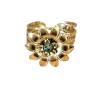 Bague fleur taille ajustable turquoise d'Afrique et acier inoxydable doré