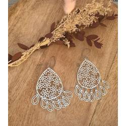 Boucles d’oreilles pendantes pampilles type savoyardes acier inoxydable argenté