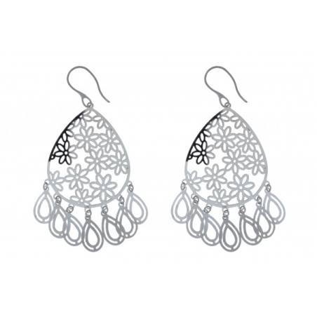 Boucles d’oreilles pendantes pampilles type savoyardes acier inoxydable argenté