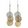 Boucles d’oreilles pendantes 3 cercles ajourés tricolores en acier inoxydable