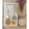 Boucles d’oreilles pendantes 3 cercles ajourés tricolores en acier inoxydable