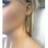 Boucles d’oreilles pendantes 3 cercles ajourés tricolores en acier inoxydable