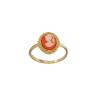 Bague Camée en résine orange et blanche En Plaqué or 18 Carats 750/000