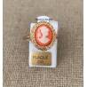 Bague Camée en résine orange et blanche En Plaqué or 18 Carats 750/000