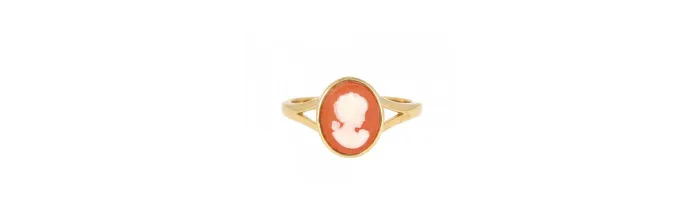 Bague Camée Rouge Et Plaqué or 18 Carats 750/000 Tailles Choix