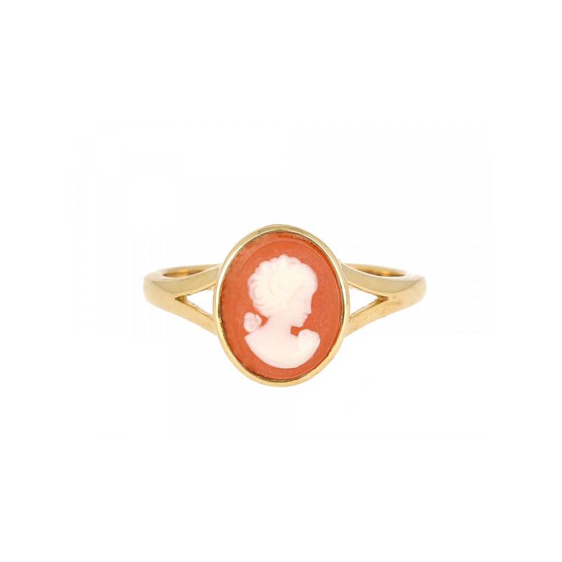 Bague Camée Rouge Et Plaqué or 18 Carats 750/000 Tailles Choix