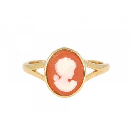 Bague Camée Rouge Et Plaqué or 18 Carats 750/000 Tailles Choix