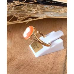 Bague Camée Rouge Et Plaqué or 18 Carats 750/000 Tailles Choix