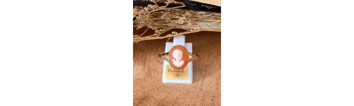 Bague Camée Rouge Et Plaqué or 18 Carats 750/000 Tailles Choix